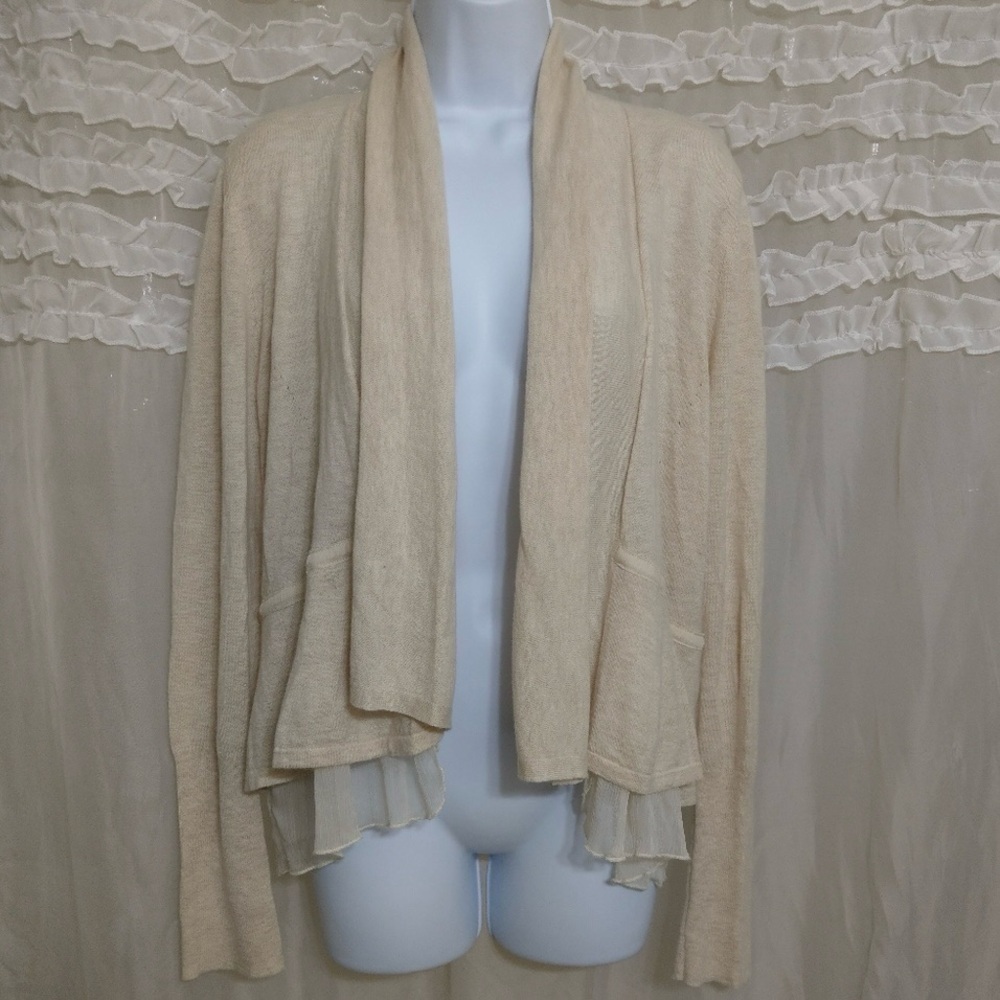 Anthropologie “Angel Of The North” Cream Viscose/Wool Blend Cardigan Size Medium
